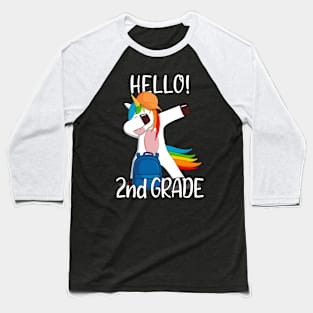 Hello 2nd Grade First Day Of Second Grade Girls Kids Unicorn Baseball T-Shirt